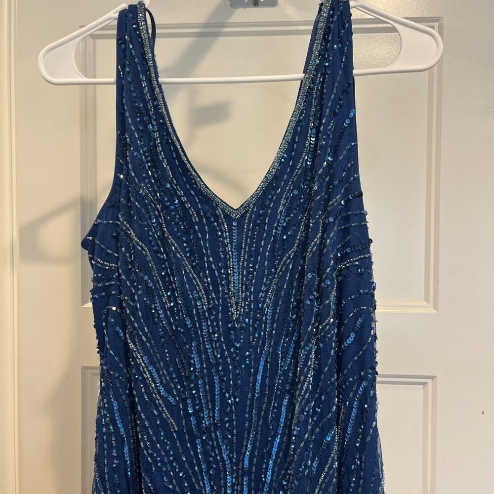 JKara Women's V-Neck Embellished Illusion-Godet Gown size 16 - Picture 8 of 11